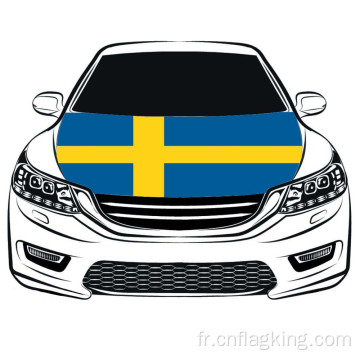 Le drapeau de la coupe du monde de la Suède drapeau de capot de voiture 100% polyester tissus élastiques peuvent être lavés